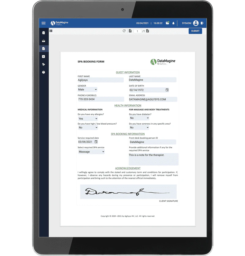 screenshot of Agilysys DataMagine